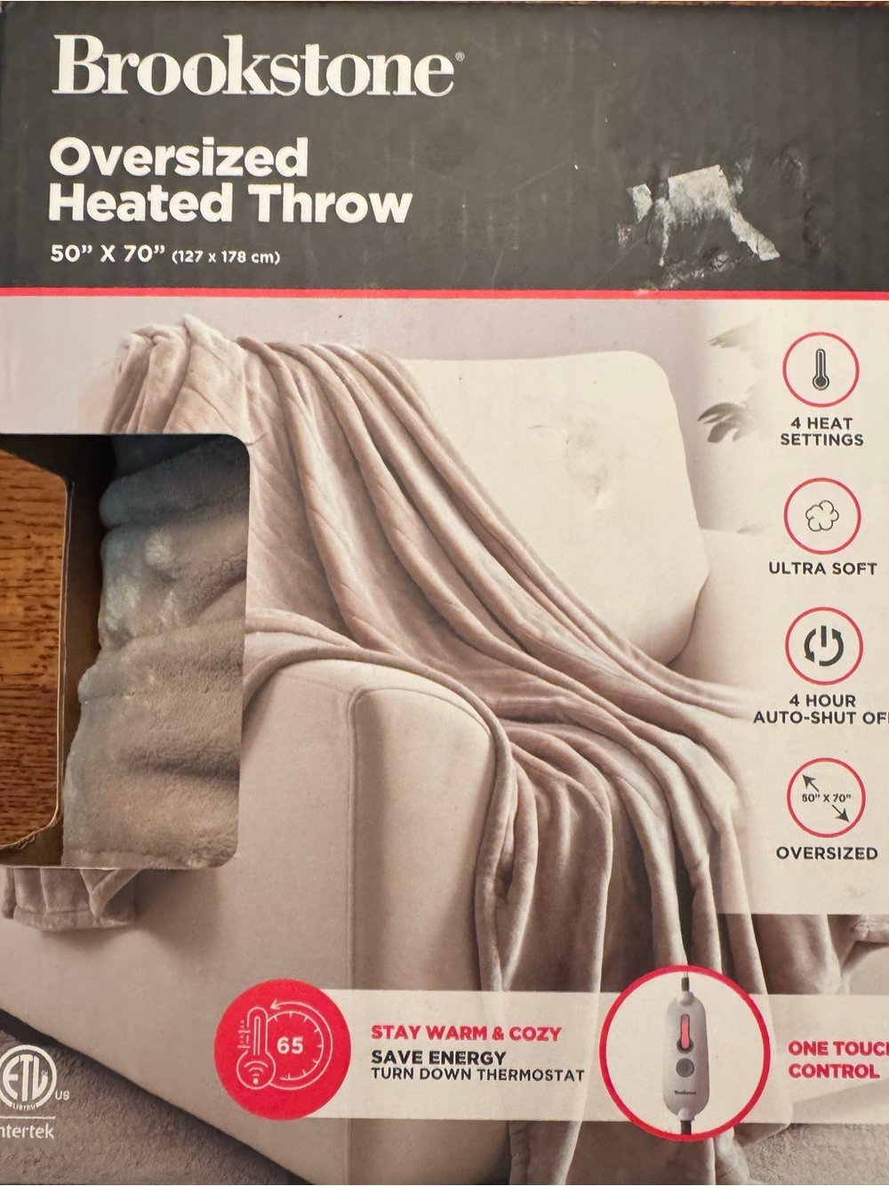 Brookstone Oversized Heated Throw - Taupe